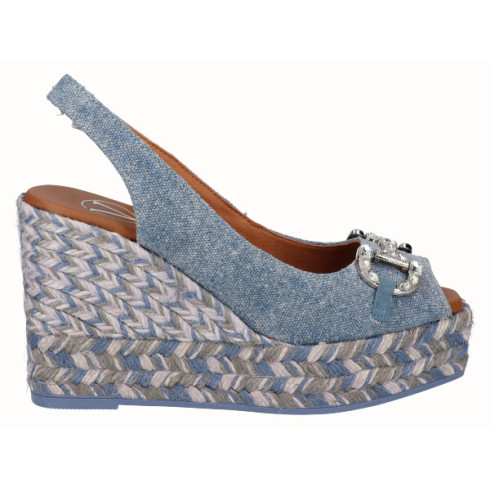 viguera Alpargata Peep Toes Cuña Alta Yute Vaquero Precio de fábrica