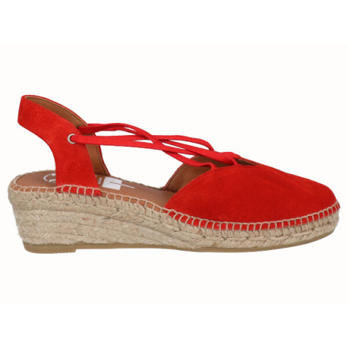 viguera Alpargata Cuña Baja Yute Rojo Con Elásticos Oferta especial de fábrica