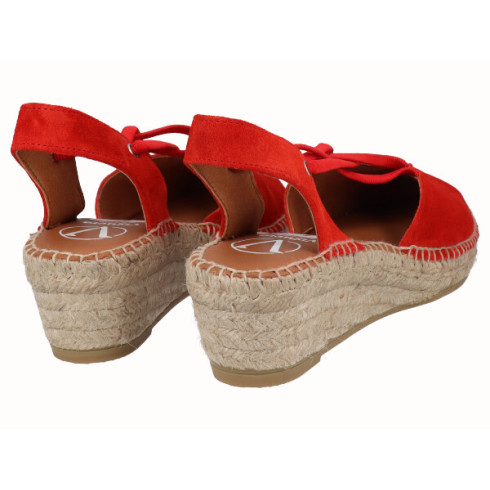 viguera Alpargata Cuña Baja Yute Rojo Con Elásticos Oferta especial de fábrica