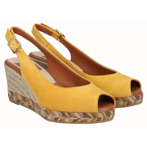 viguera Alpargata Peep Toes Cuña Media Amarillo Solo queda un día