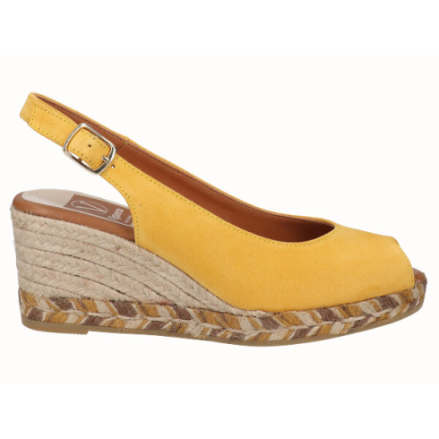 viguera Alpargata Peep Toes Cuña Media Amarillo Solo queda un día