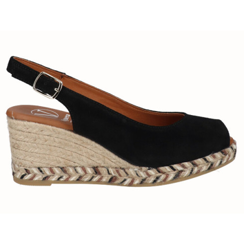 viguera Alpargata Peep Toes Cuña Media Negro Superdescuento