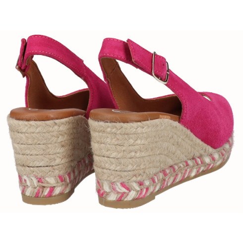 viguera Alpargata Peep Toes Cuña Media Fuxia Grandes descuentos