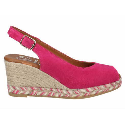 viguera Alpargata Peep Toes Cuña Media Fuxia Grandes descuentos
