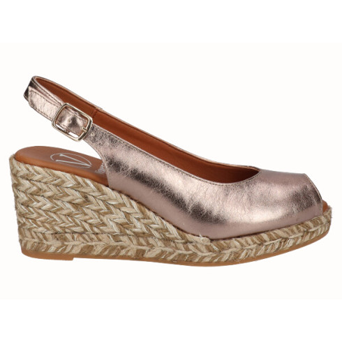 viguera Alpargata Peep Toes Cuña Media Bronce Liquidación