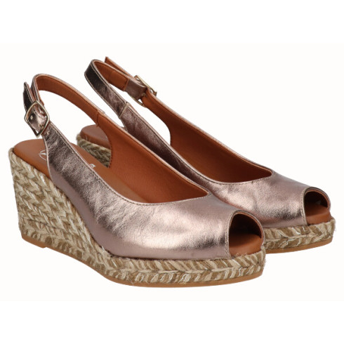 viguera Alpargata Peep Toes Cuña Media Bronce Liquidación