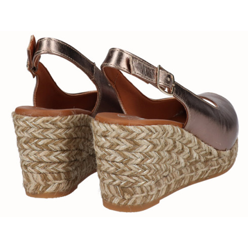 viguera Alpargata Peep Toes Cuña Media Bronce Liquidación