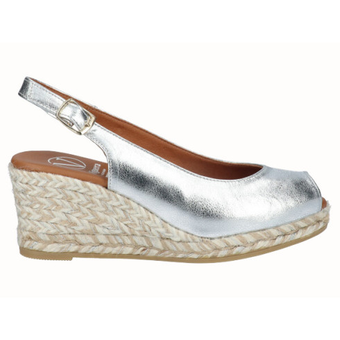 viguera Alpargata Peep Toes Cuña Media Plata Envío internacional gratuito