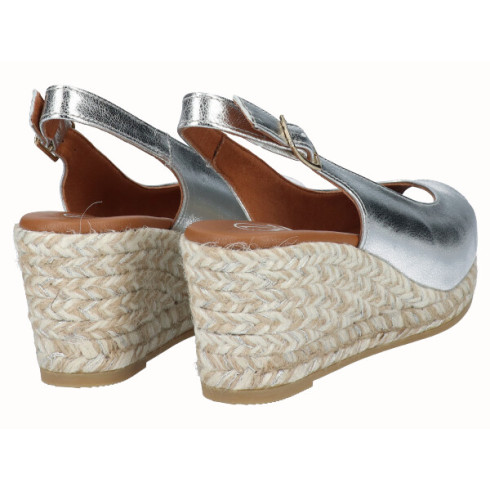 viguera Alpargata Peep Toes Cuña Media Plata Envío internacional gratuito