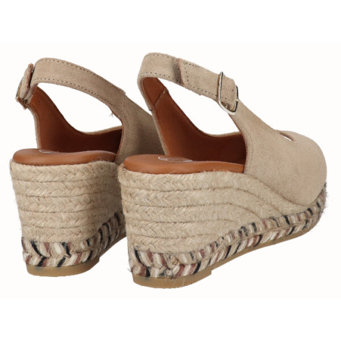 viguera Alpargata Peep Toes Cuña Media Beig Tienda de fábrica