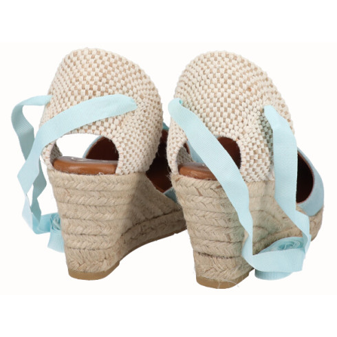 viguera Alpargata Cuña Media Yute Cintas Celeste En oferta