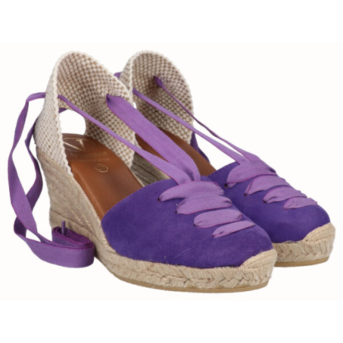 viguera Alpargata Cuña Media Yute Cintas Morado Descuentos del mes