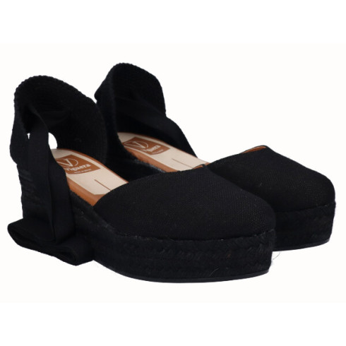 viguera Alpargata Plataforma Yute Negro Cintas Oferta exclusiva