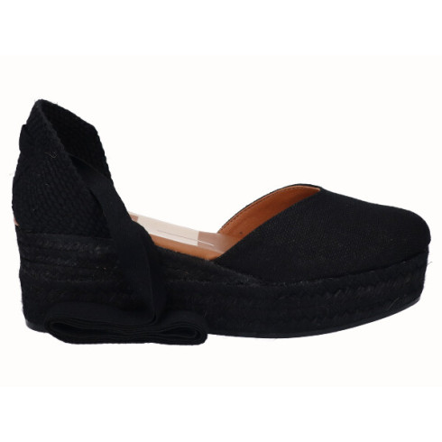 viguera Alpargata Plataforma Yute Negro Cintas Oferta exclusiva