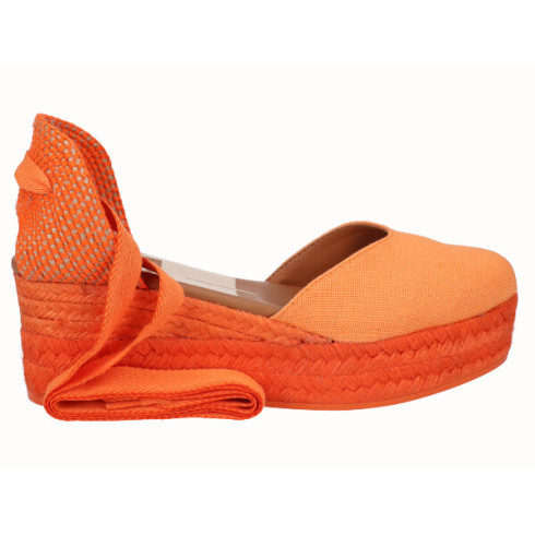 viguera Alpargata Plataforma Yute Naranja Cintas Última moda