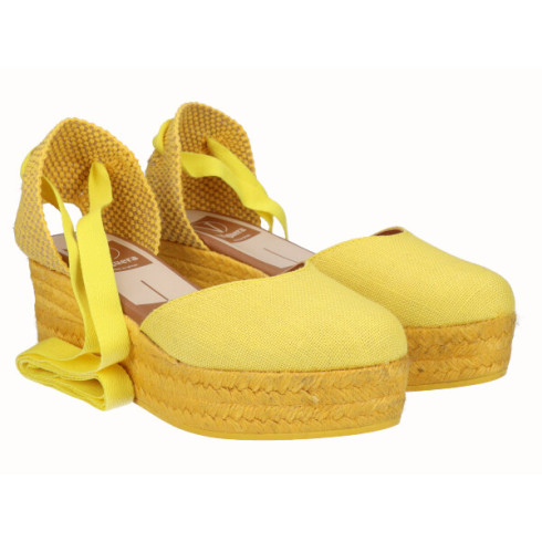 viguera Alpargata Plataforma Yute Amarillo Cintas Precio ultrabajo