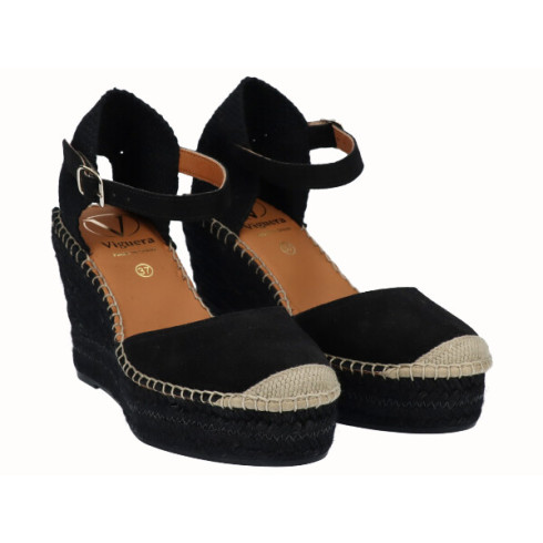 viguera Alpargata Valenciana Cuña Alta Yute Negro En oferta
