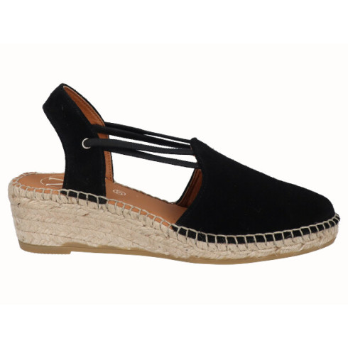 viguera Alpargata Cuña Media Yute Negro con Elásticos En oferta