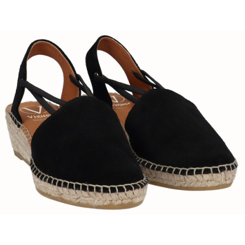 viguera Alpargata Cuña Media Yute Negro con Elásticos En oferta
