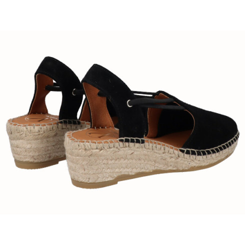 viguera Alpargata Cuña Media Yute Negro con Elásticos En oferta