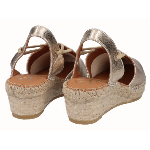 viguera Alpargata Cuña Media Yute Oro con Elásticos Última moda