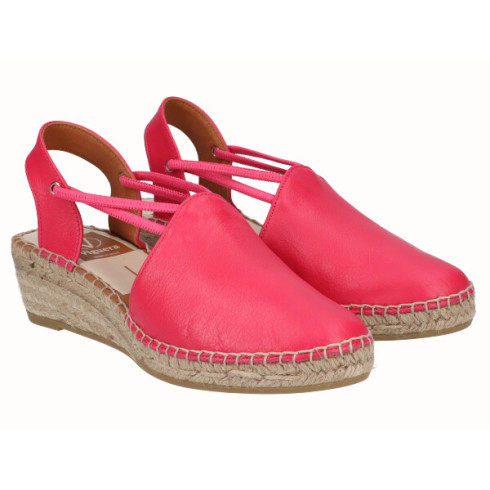 viguera Alpargata Cuña Media Yute Fuxia con Elásticos Descuento por venta flash