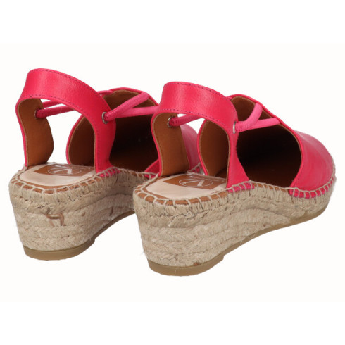 viguera Alpargata Cuña Media Yute Fuxia con Elásticos Descuento por venta flash