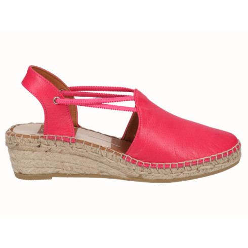 viguera Alpargata Cuña Media Yute Fuxia con Elásticos Descuento por venta flash