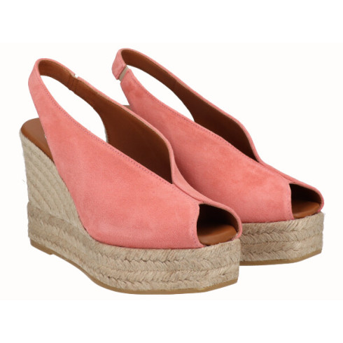 viguera Alpargata Peep Toes Cuña Alta Yute Salmon Ofertas de temporada
