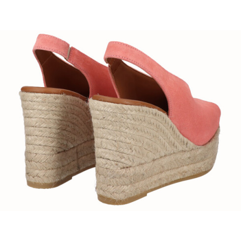 viguera Alpargata Peep Toes Cuña Alta Yute Salmon Ofertas de temporada
