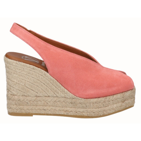 viguera Alpargata Peep Toes Cuña Alta Yute Salmon Ofertas de temporada