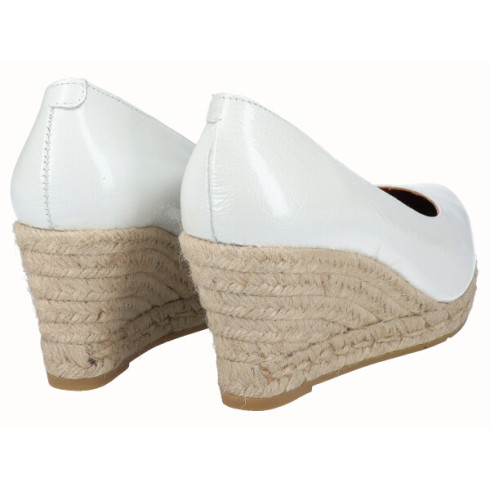 viguera Alpargata Cuña Media Yute Charol Blanco Grandes ahorros