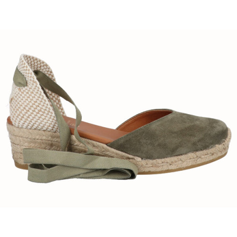 viguera Alpargata Cuña Baja Yute Cintas Kaki 2025