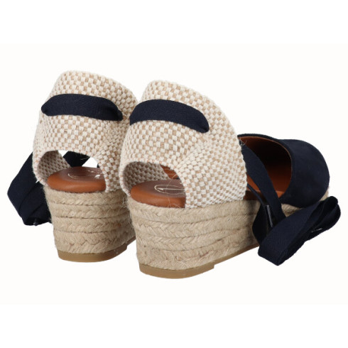 viguera Alpargata Cuña Baja Yute Cintas Marino Outlet