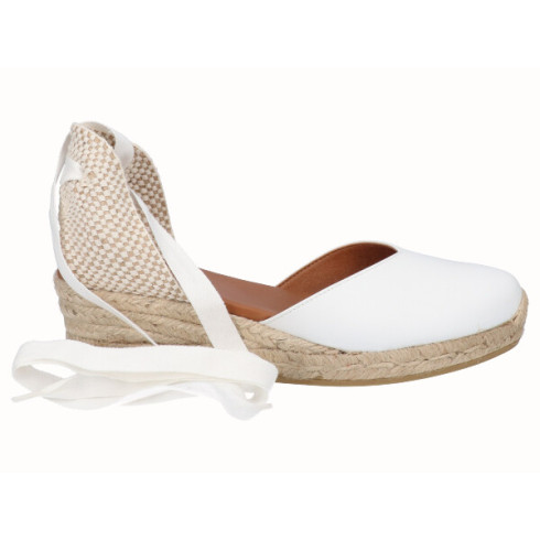 viguera Alpargata Cuña Baja Yute Cintas Blanco Outlet online
