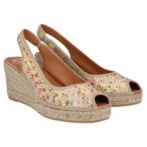 viguera Alpargata Peep Toes Cuña Media Yute Multi En oferta
