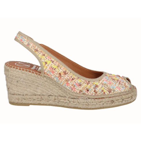 viguera Alpargata Peep Toes Cuña Media Yute Multi En oferta