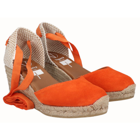 viguera Alpargata Cuña Media Yute Cintas Naranja Descuento