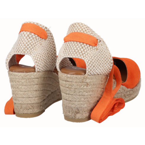 viguera Alpargata Cuña Media Yute Cintas Naranja Descuento