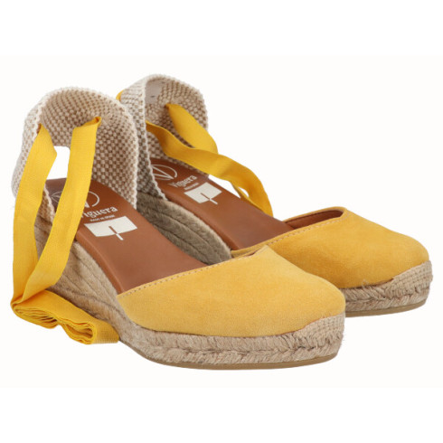 viguera Alpargata Cuña Media Yute Cintas Amarillo Tienda