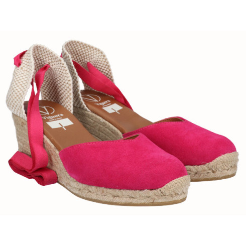 viguera Alpargata Cuña Media Yute Cintas Fuxia Rebajas top