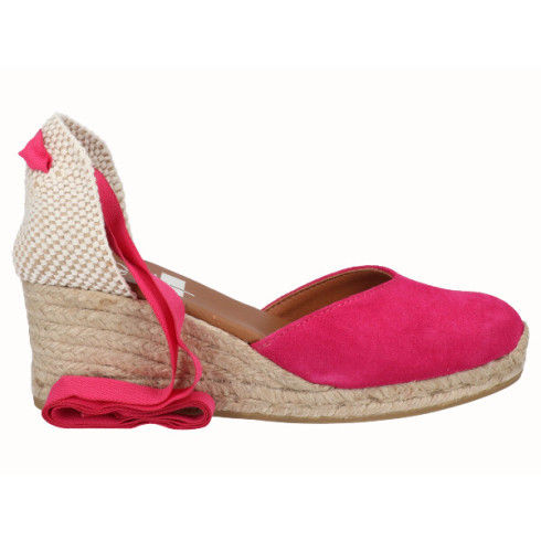 viguera Alpargata Cuña Media Yute Cintas Fuxia Rebajas top