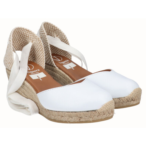 viguera Alpargata Cuña Media Yute Cintas Blanco Oferta especial