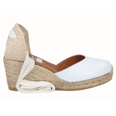 viguera Alpargata Cuña Media Yute Cintas Blanco Oferta especial