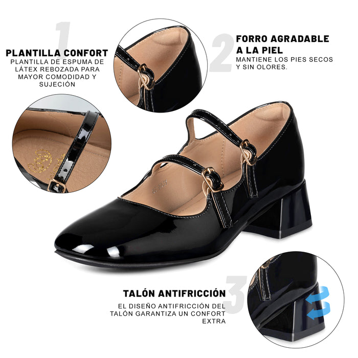 weide ZAPATOS MARY JANE MUJER NEGRO WEIDE YL66 Superdescuento