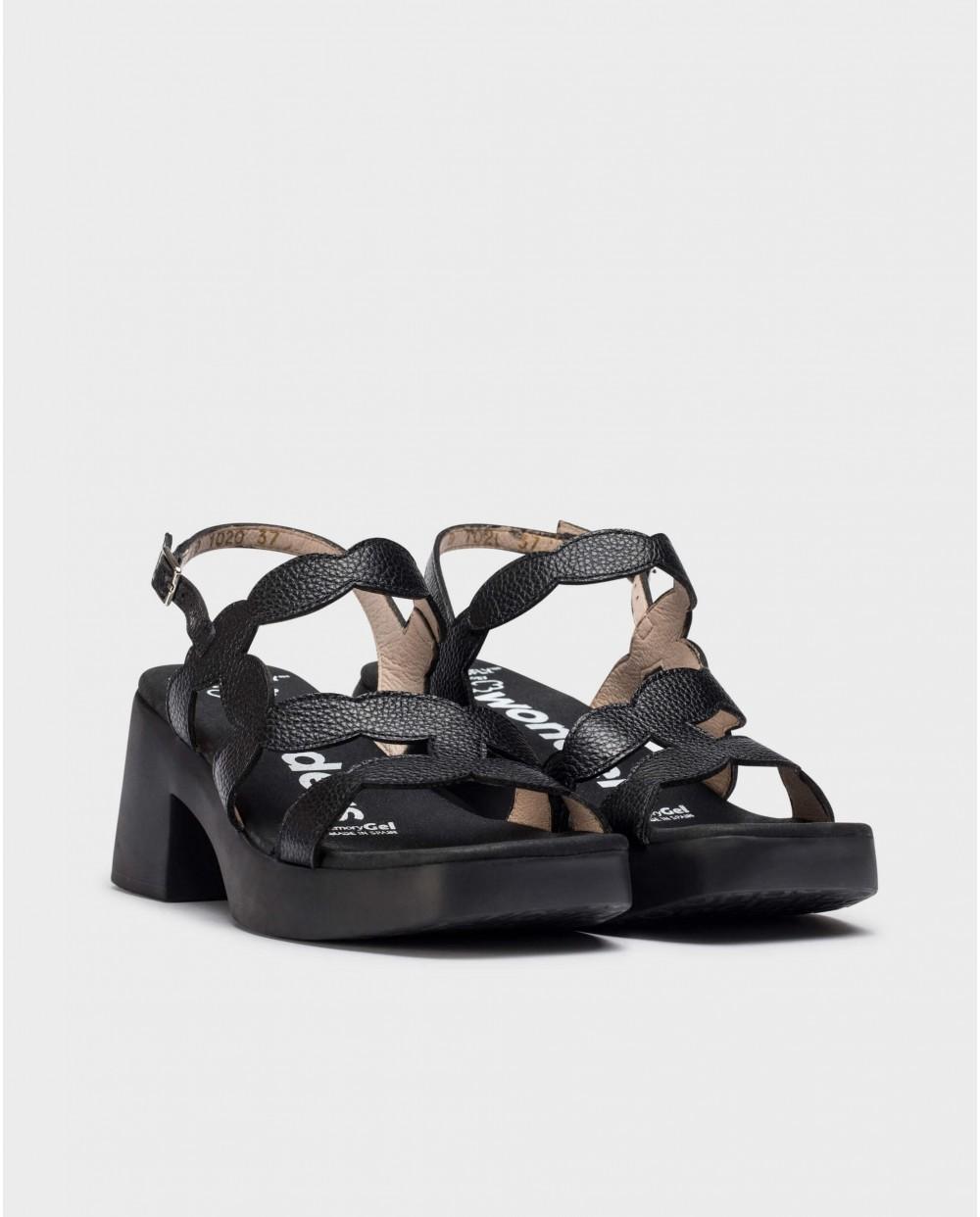 wonders Sandalias HURA Negras Tienda de fábrica