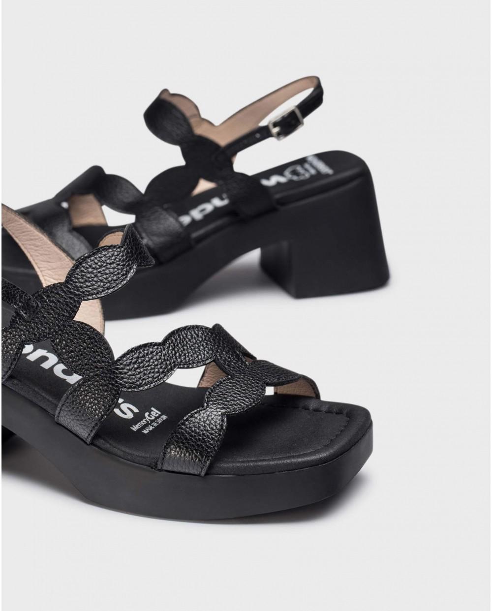 wonders Sandalias HURA Negras Tienda de fábrica