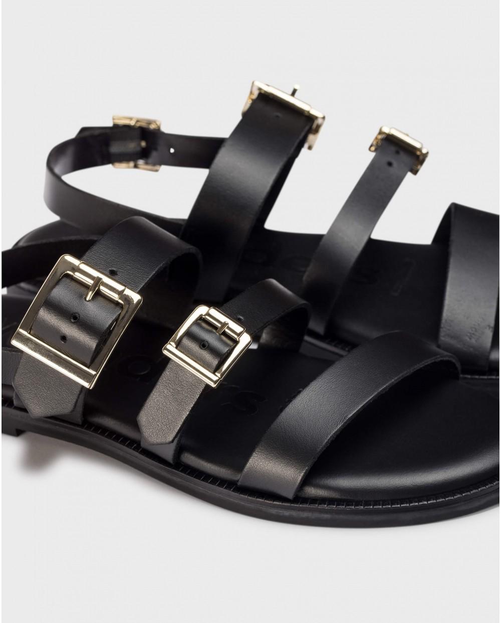 wonders Sandalias ZORION Negras Oferta exclusiva