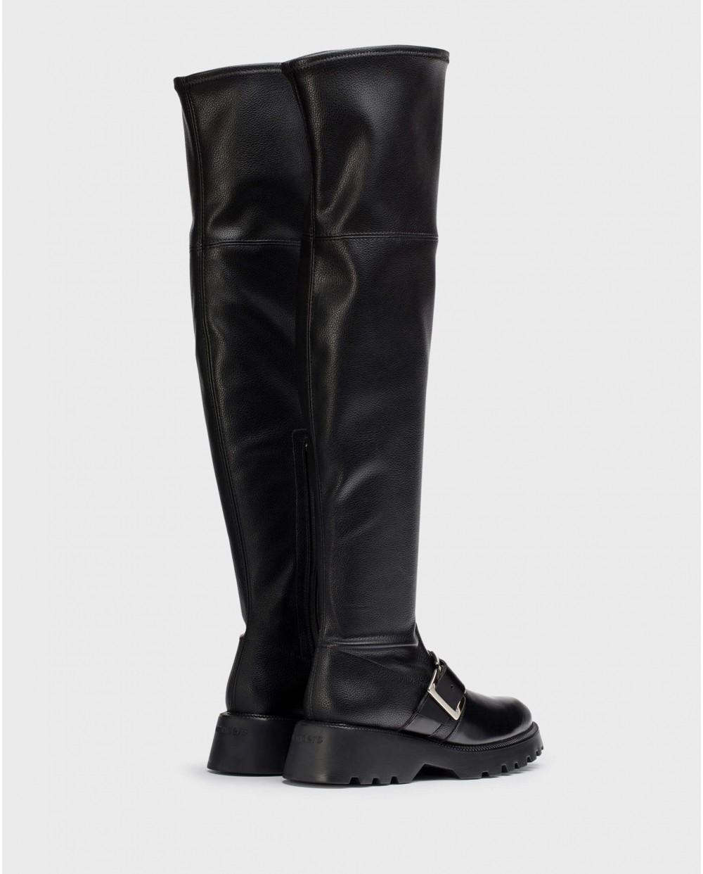 wonders Bota licra negra Ventas relámpago