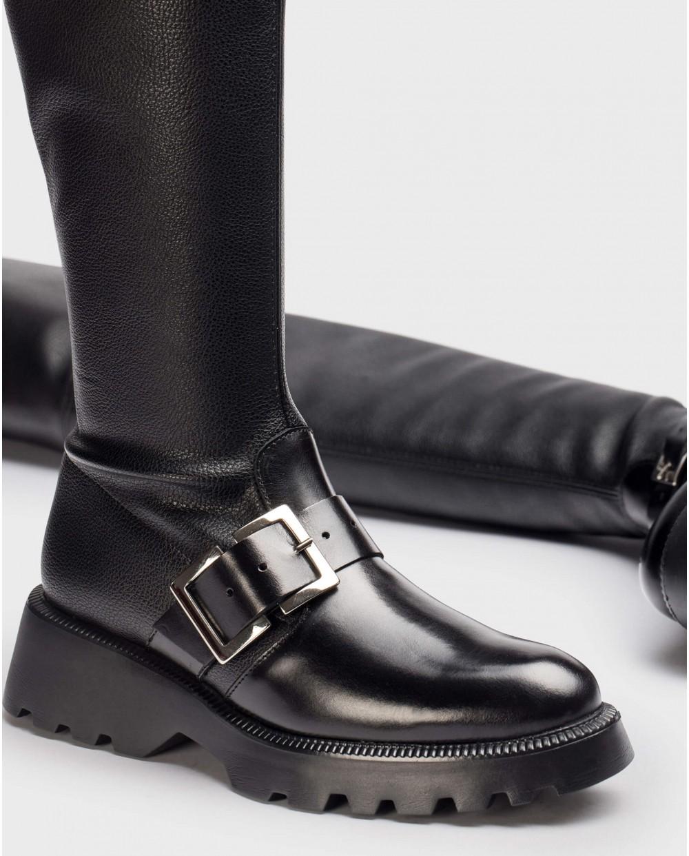 wonders Bota licra negra Ventas relámpago